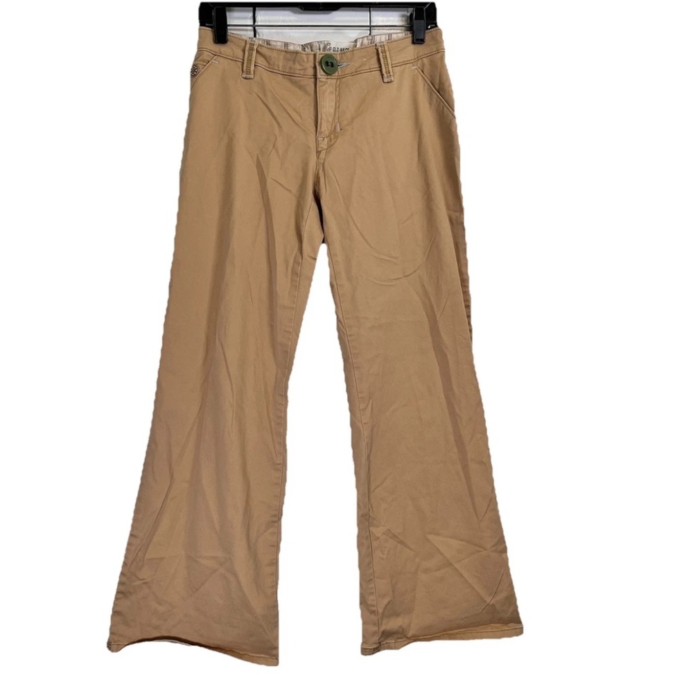 VTG Y2K Old Navy Chino Wide Leg Pants Mid Rise Khaki 4 Skater Grunge Retro